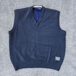 Pringle Faldo Golf Navy Blue Pure New Lambswool Wool Vest Vintage Mens Large